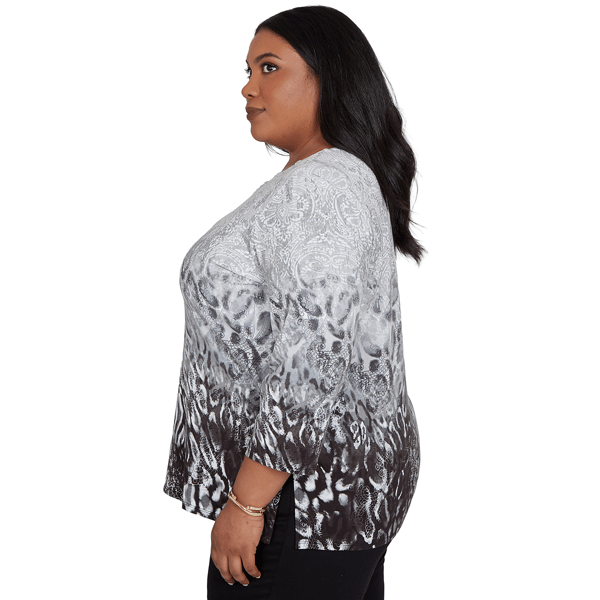 Plus Size Alfred Dunner Classics 3/4 Sleeve Ombre Abstract Blouse