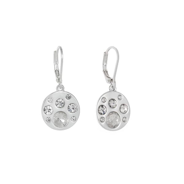 Gloria Vanderbilt Crystal Disc Drop Leverback Earrings - image 