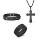 Mens Iron Saints Faith Black Lord’s Prayer Engraved 3pc. Set - image 13