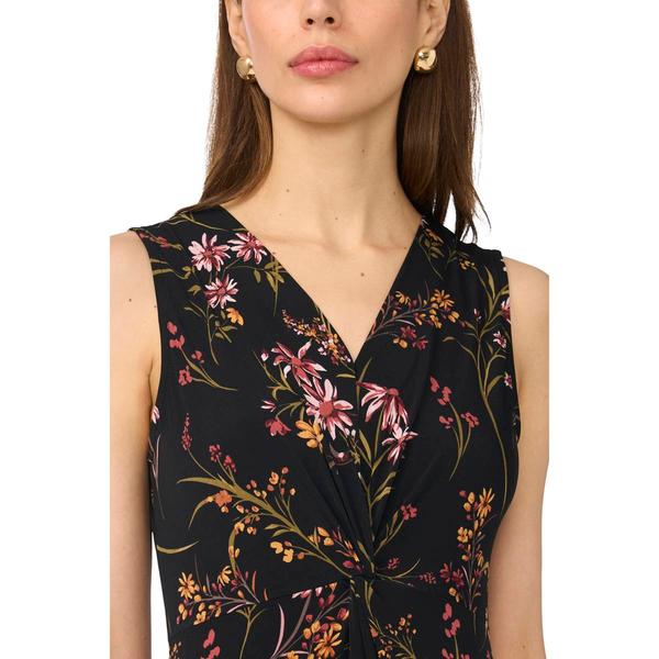 Womens MSK Sleeveless Floral V-Neck Twist Front Midi Dress