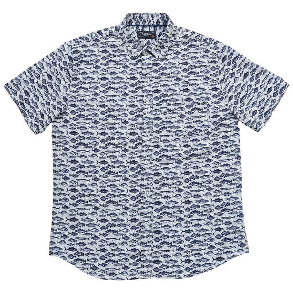 Mens Visitor Fish Marled Button Down Shirt - Marled White