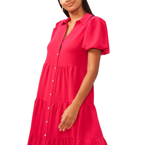 Womens MSK Short Sleeve Crinkle Twill Tier Maxi Dress