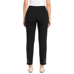 Womens Zac & Rachel Pull On Embellished Hem Slim Pants