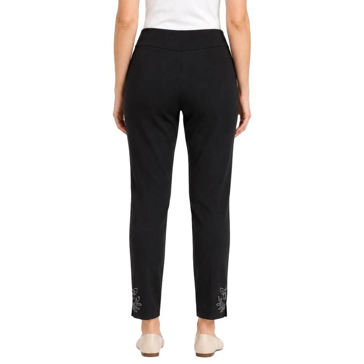 Womens Zac & Rachel Pull On Embellished Hem Slim Pants