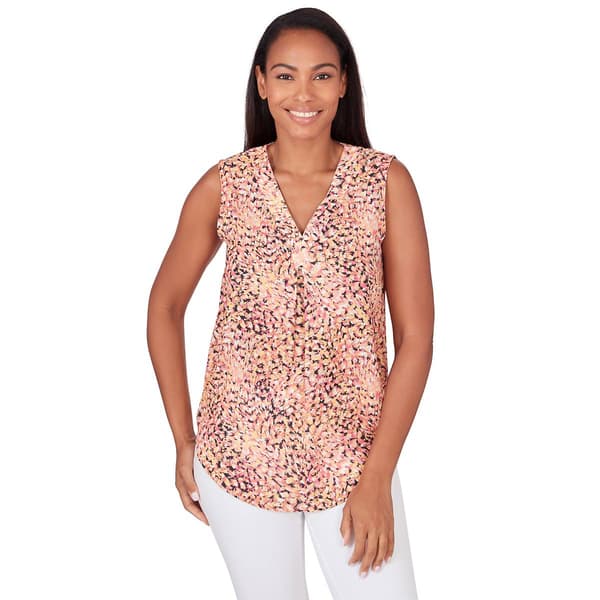 Plus Size Emaline Mycenae Abstract Sleeveless V-Neck Blouse - image 