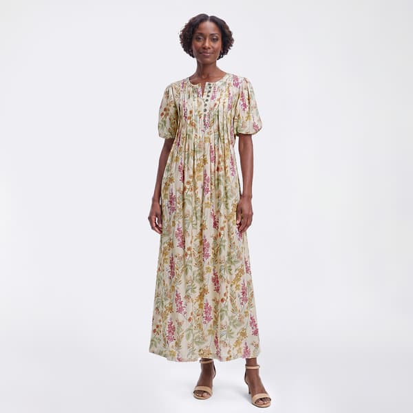 Womens Rose & Everly Puff Sleeve Pintuck Pleat Floral Maxi Dress - image 