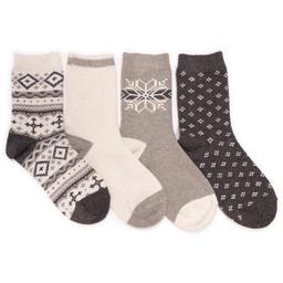 Womens Muk Luks® 4pk. Crew Boot Socks -  Winter Grey