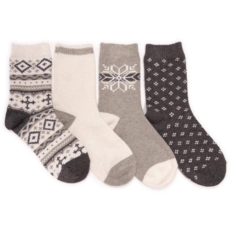 Womens Muk Luks® 4pk. Crew Boot Socks -  Winter Grey