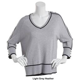 Womens Retrology 3/4 Sleeve V-Neck Tipped Sweater
