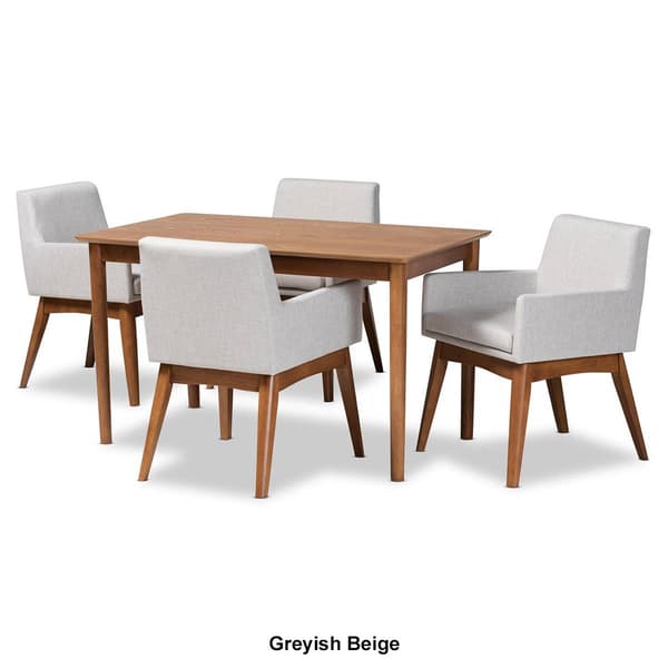 Baxton Studio Dorina Mid-Century Modern Fabric 5-Piece Dining Set