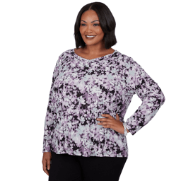 Plus Size Emaline Lavender Revelry Abstract Floral Blouse