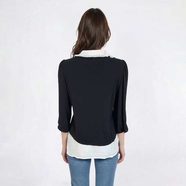 Womens Adrianna Papell 3/4 Sleeve Ruffle Collar Two In One Blouse