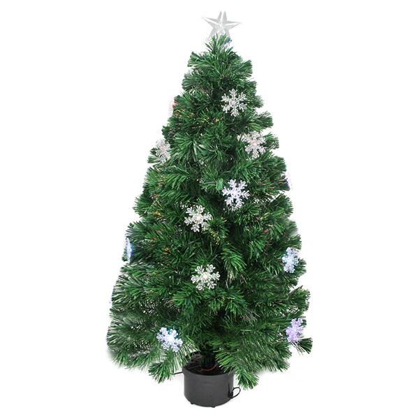 Northlight 3ft. Fiber Optic Christmas Tree with Snowflakes - image 