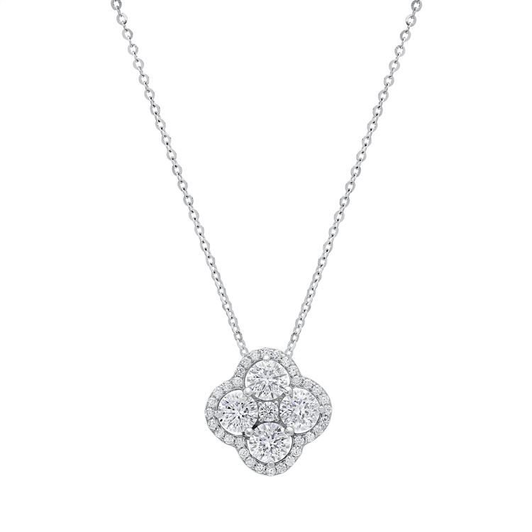 Saffron 1ctw. Moissanite Diamond Clover Flower Necklace