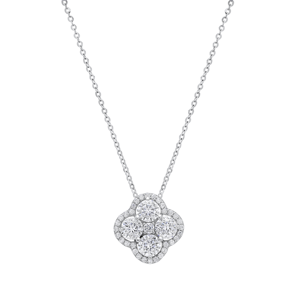 Saffron 1ctw. Moissanite Diamond Clover Flower Pendant Necklace