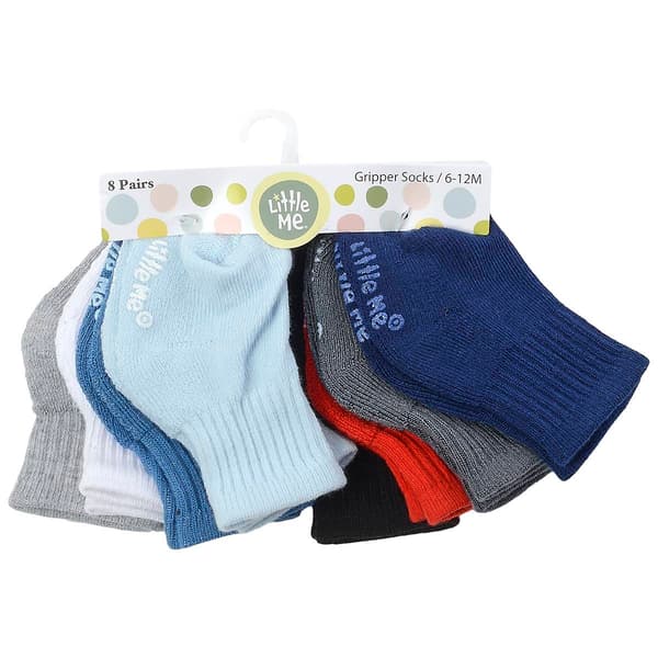 Baby Boy &#40;NB-18M&#41; Little Me 8pk. Multi Half Cushion Socks - image 