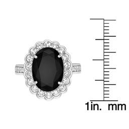 Gemminded Sterling Silver Oval Onyx & White Topaz Ring