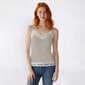 Juniors Pink Rose Rib Lace Trim Long Camisole - image 1