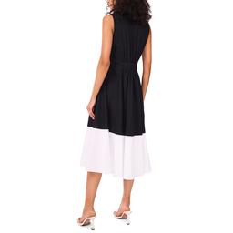 Womens MSK Sleeveless Color Block Fit & Flare Dress