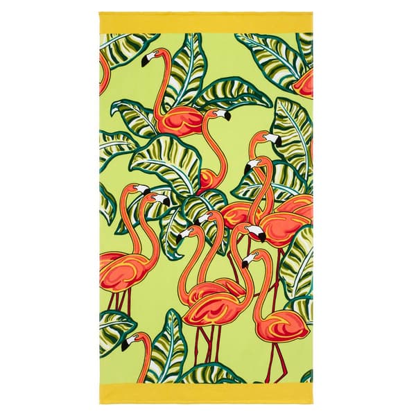 Nicole Miller Flamingo & Leaves Beach Towel