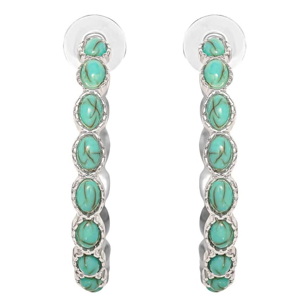 Jessica Simpson Reconstituted Turquoise Stone Hoop Earrings