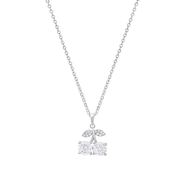 Saffron 1ctw. Moissanite Diamond Twin Cherry Pendant Necklace