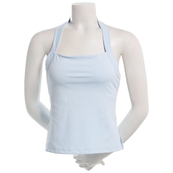 Juniors No Comment Spanluxe Side Slit Halter Top w/ Molded Cups - image 