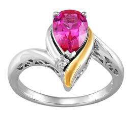 Gemstone Classics&#40;tm&#41; Created Pink Sapphire 10kt. Silver Ring
