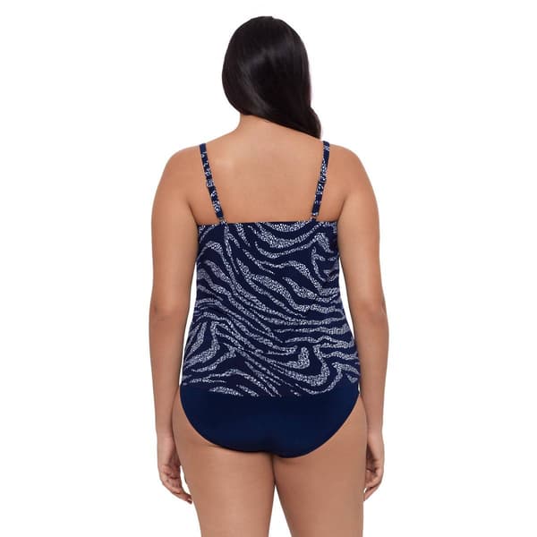Womens TrimShaper Savanna Skin Hanky Hem Tankini Swim Top