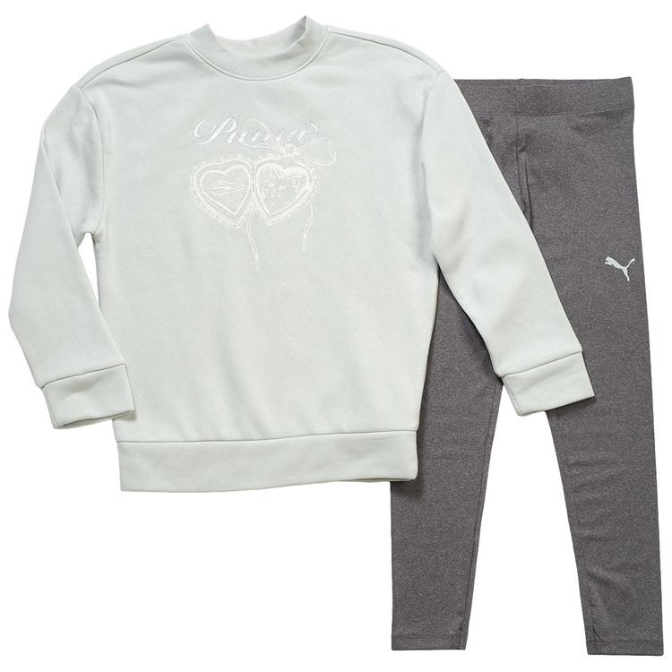 Girls (7-16) Puma(R) Heart Locket Graphic Sweatshirt w/ Leggings