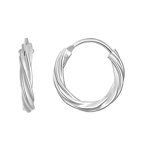 Kids Sterling Silver Endless Twisted Hoop Earrings - image 