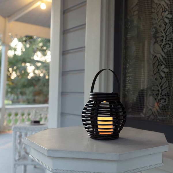 Alpine Solar Dark Brown LED Candle Lantern w/ Shepherd''s Hook