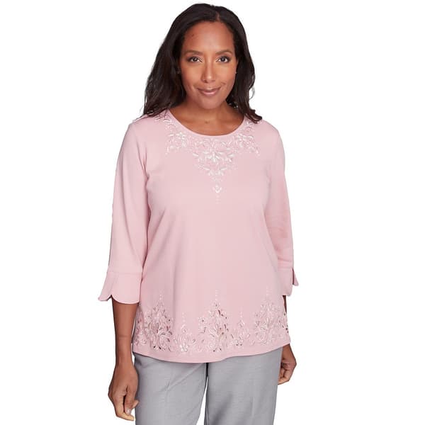 Womens Alfred Dunner Estate of Mind Lace Cut Out Blouse - image 