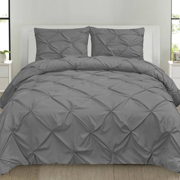 Sweet Home Collection 3pc. Pinch Pleat Pintuck Bedding Set - image 
