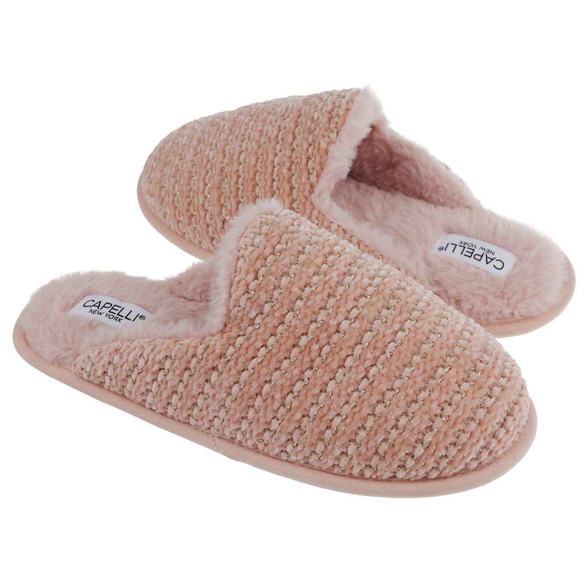 Womens Capelli New York Chenille Scuff Slippers with Lurex