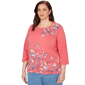 Plus Size Alfred Dunner Austin 3/4 Sleeve Etched Floral Blouse - image 3