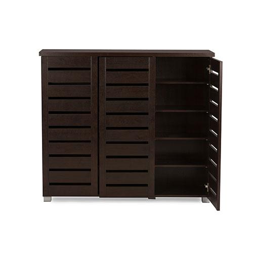 Baxton Studio Adalwin 3-Door Entryway Shoes Storage Cabinet