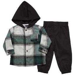 Baby Boy (12-24M) Baby Rebels(R) Hooded Flannel Top & Pants Set