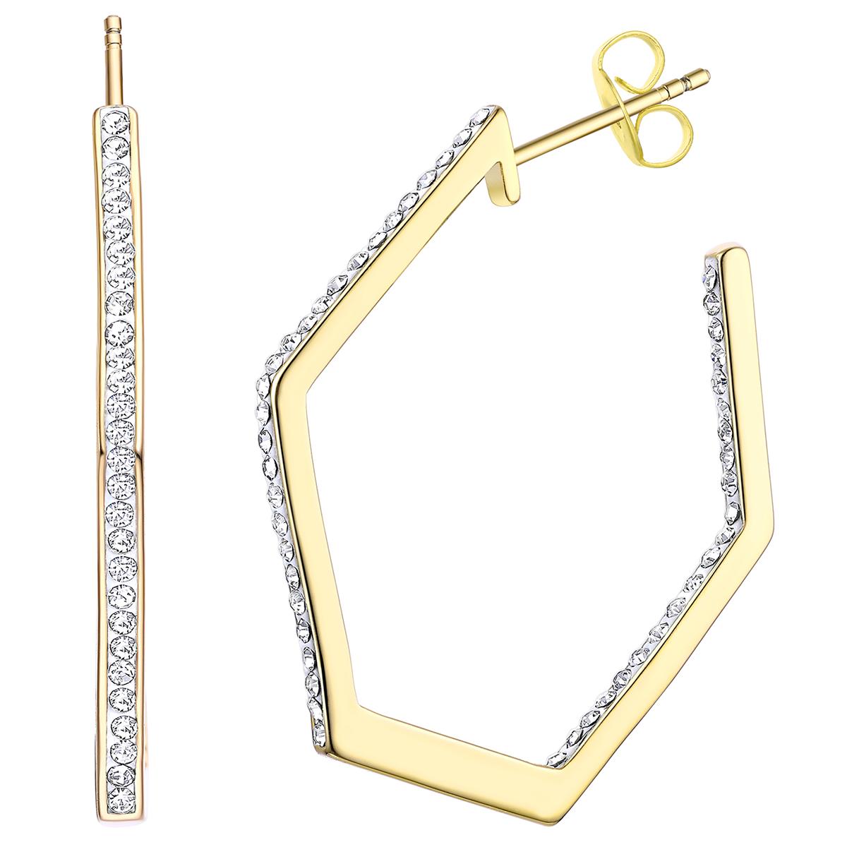 14kt. Gold over Sterling Silver Hexagon Hoop Earrings