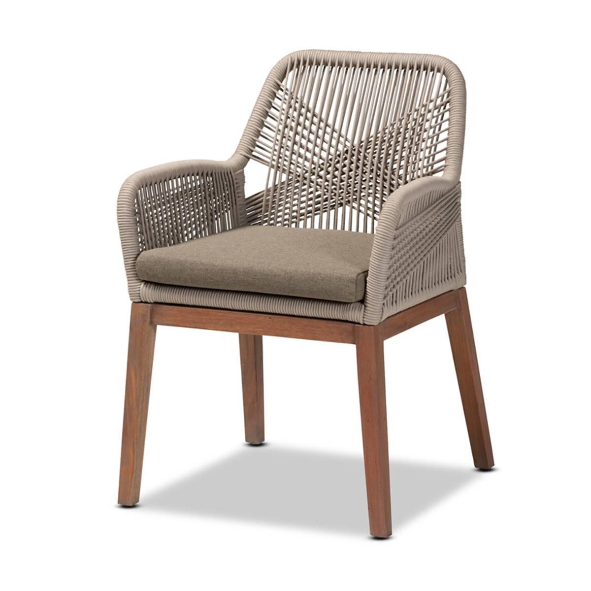 Baxton Studio Jennifer Woven Rope Mahogany Dining Arm Chair