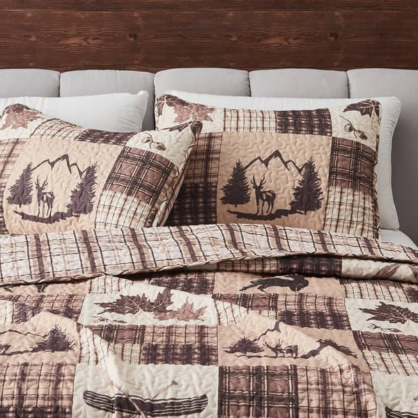 FreshFolds Redwood 3pc. Rustic Patchwork Reversible Quilt Set