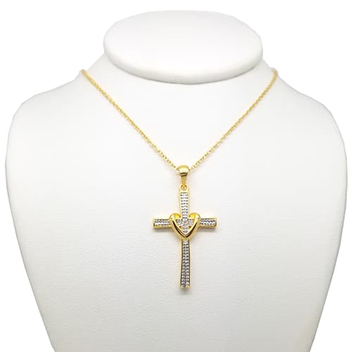 Accents by Gianni Argento Diamond Accent Gold Cross Pendant - image 