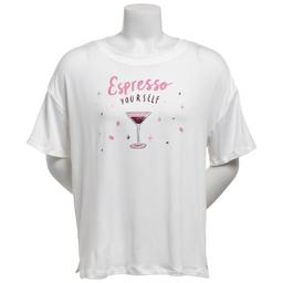 Womens Jaclyn Drop Shoulder Espresso Yourself Screened Pajama Tee