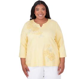 Plus Size Alfred Dunner Charleston Embroidered Flowers Top