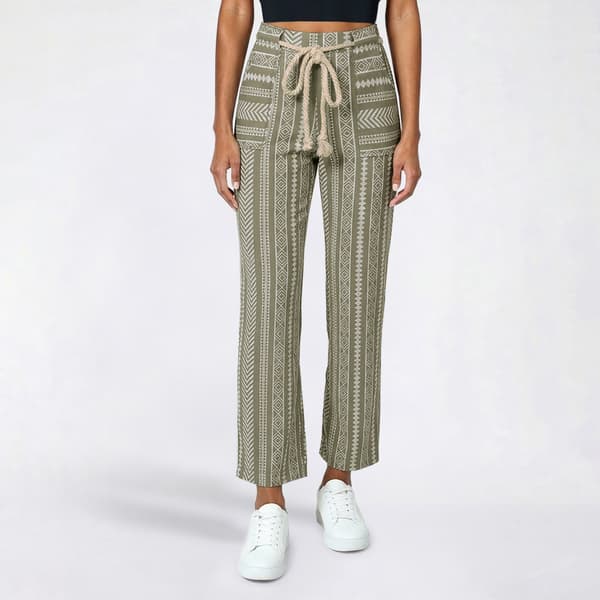 Juniors Derek Heart Wide Leg Palazzo Pants w/ Rope Belt-Seagrass - image 