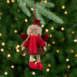 Northlight Plaid Angel Girl with Jute Pigtails Christmas Ornament - image 1