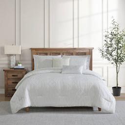 Tahari Home Trellia 5pc. Grey Trellis Jacquard Comforter Set