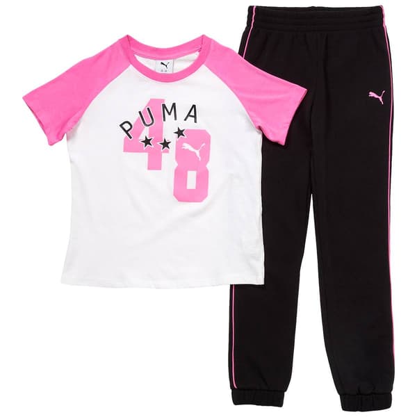 Girls (7-16) Puma(R) 2pc. Short Sleeve Raglan Tee w/ Joggers
