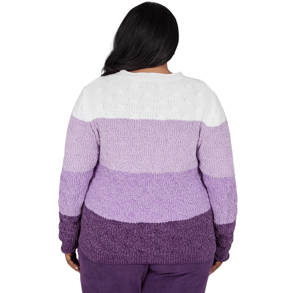 Plus Size Alfred Dunner Vail Color Block Cable Chenille Sweater