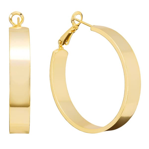 14kt. Gold Over Brass 40mm Flat Hoop Earrings - image 